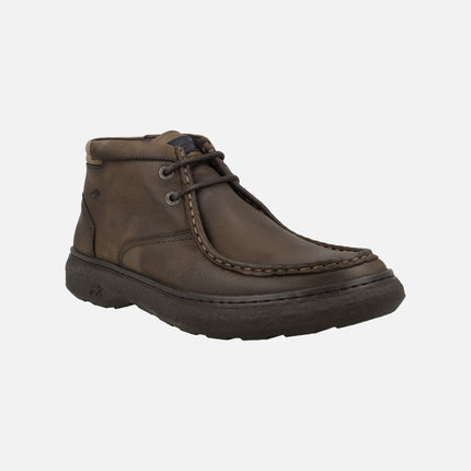 Botas marrones de piel estilo Wallaby con cordones para hombre