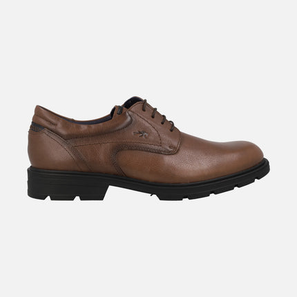 Blucher shoes in brown leather with rubber outsole