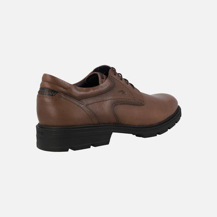 Blucher shoes in brown leather with rubber outsole