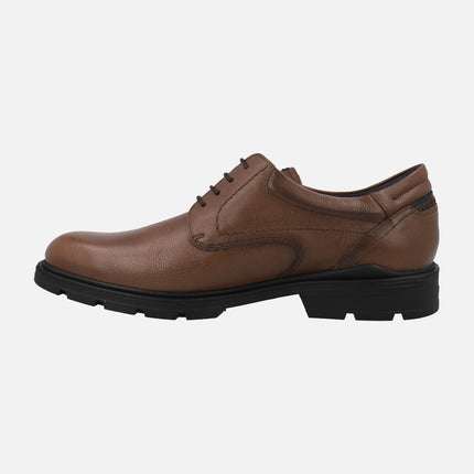 Blucher shoes in brown leather with rubber outsole