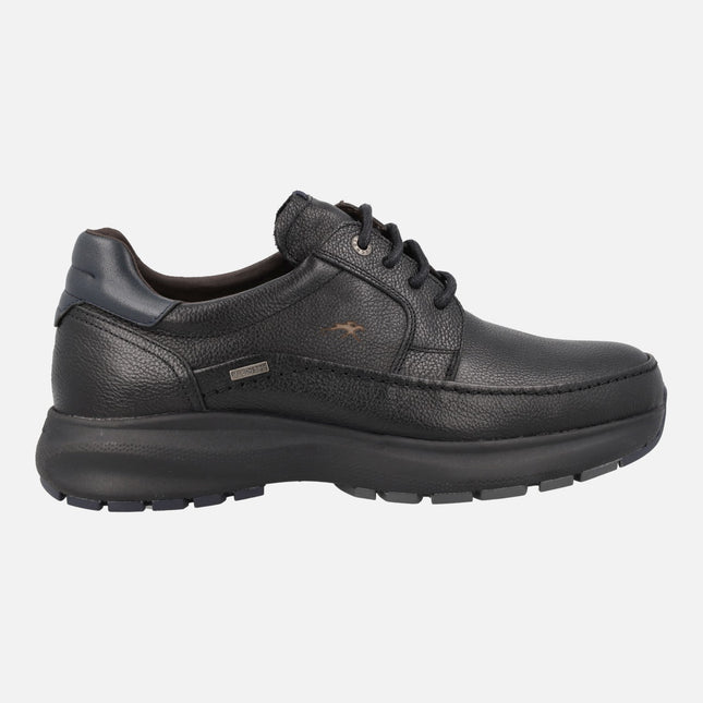 Black leather shoes with laces and fluchostex membrane