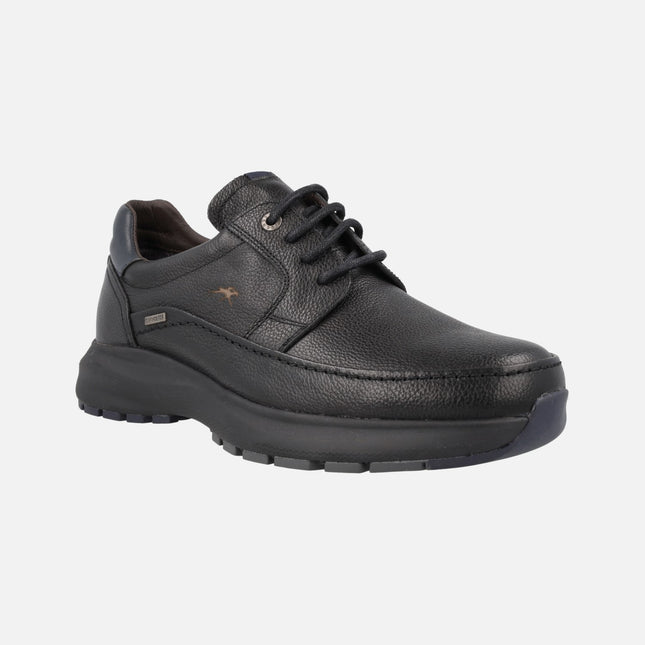 Black leather shoes with laces and fluchostex membrane