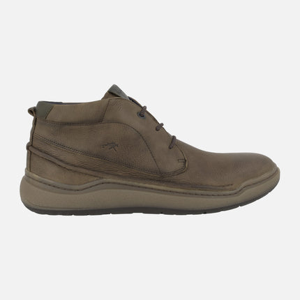 Men's Laced Boots in Taupe Leather