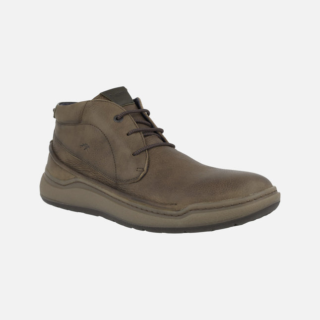 Men's Laced Boots in Taupe Leather