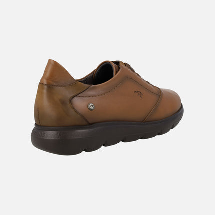 Brown leather comfy sneakers with elastic laces