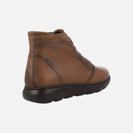 Brown leather sports comfort ankle boots