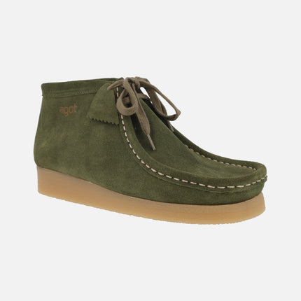 Botines de cordones en piel serraje estilo wallabee