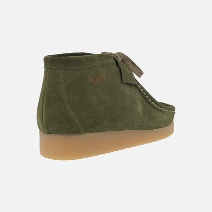 Wallabee style suede leather laced booties