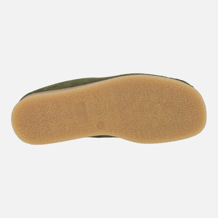 Botines de cordones en piel serraje estilo wallabee