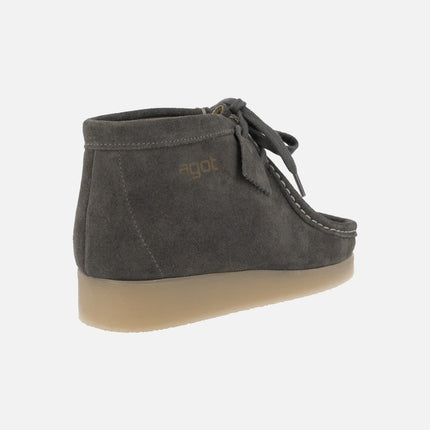 Wallabee style suede leather laced booties