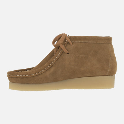 Wallabee style suede leather laced booties