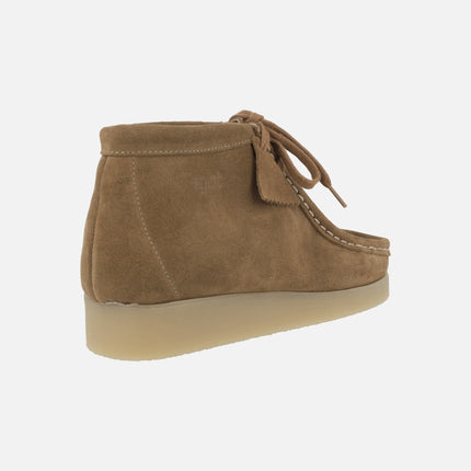 Wallabee style suede leather laced booties