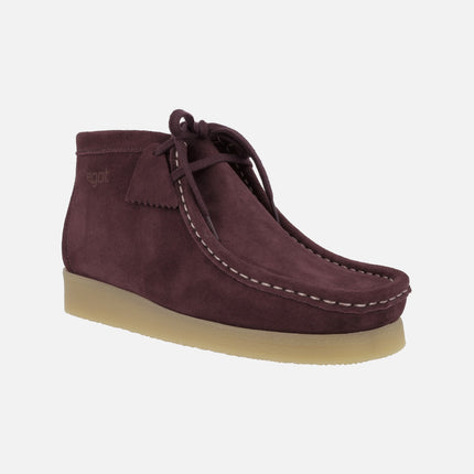 Wallabee style suede leather laced booties