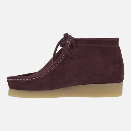 Wallabee style suede leather laced booties