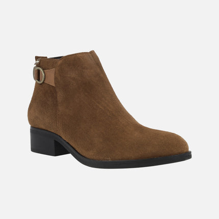 Brown suede boots with low heel Jordana