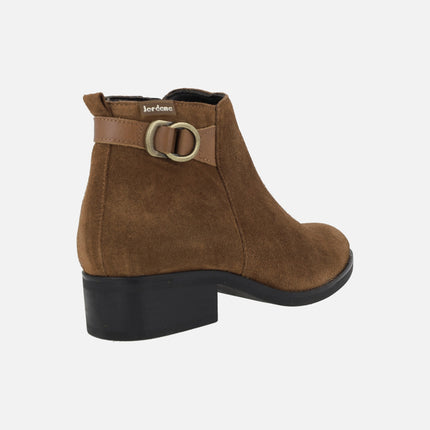 Brown suede boots with low heel Jordana