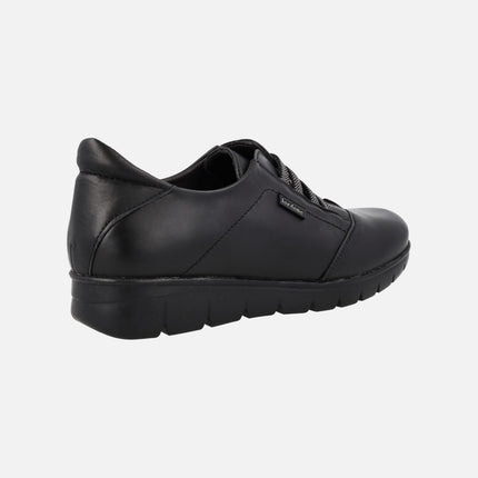 Black leather comfy sneakers with elastics