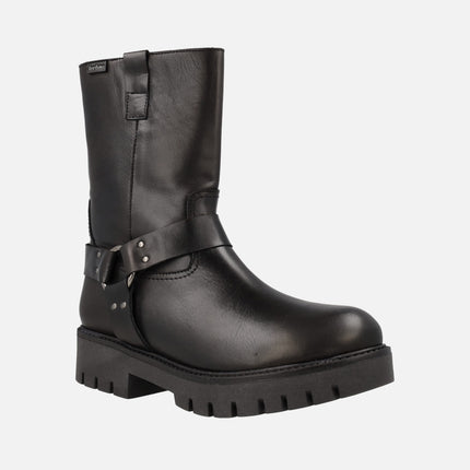 Botas bajas de estilo motero en piel negra Jordana