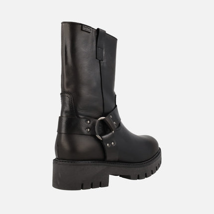 Botas bajas de estilo motero en piel negra Jordana