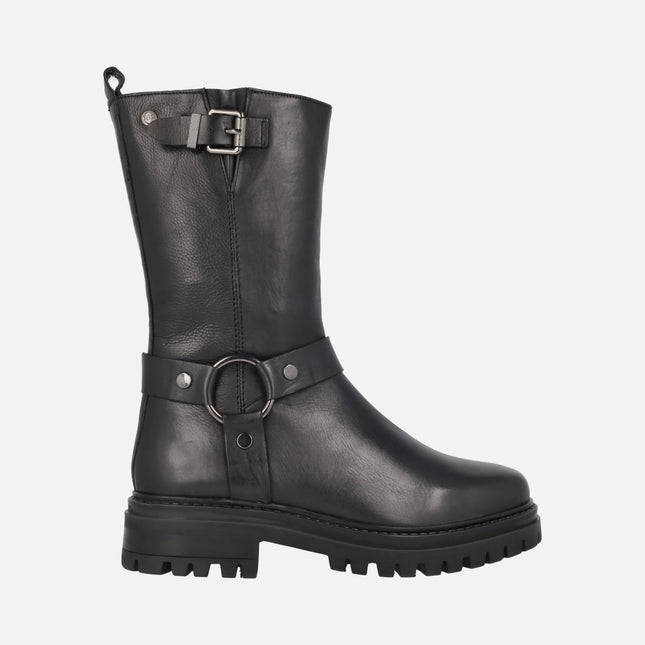 Botas de estilo motero en piel negra de Top3