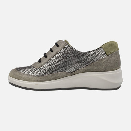 Comfort Multi Material Sneakers with laces closure