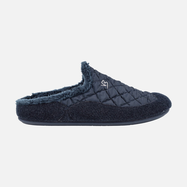 Padded fabric Men's house slippers in Navy Blue