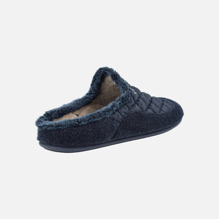 Padded fabric Men's house slippers in Navy Blue