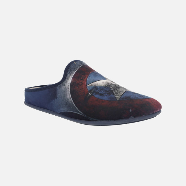 House slippers for men with Captain America shield