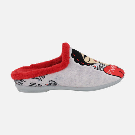 Frida Kahlo house slippers in red combination