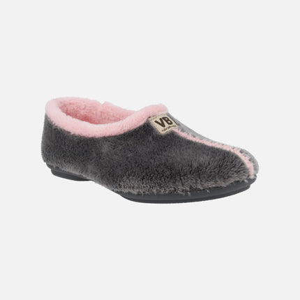 Zapatillas de casa cerradas en bicolor gris y rosa