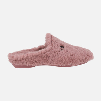 Zapatillas de casa descalzas en pelo rosa