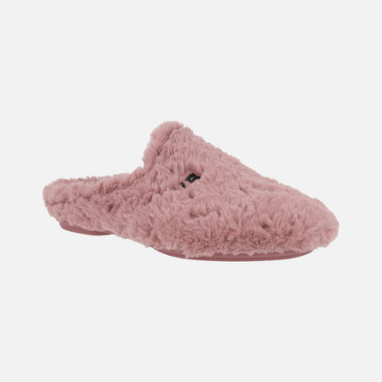 Zapatillas de casa descalzas en pelo rosa