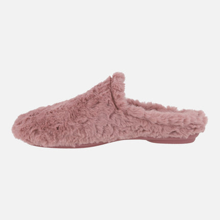 Zapatillas de casa descalzas en pelo rosa