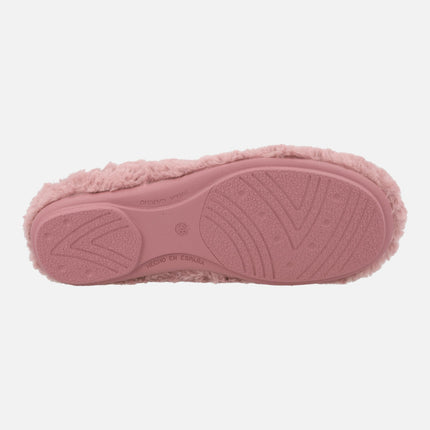 Zapatillas de casa descalzas en pelo rosa