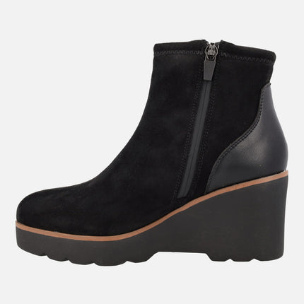 Waterproof fabric booties with high wedge