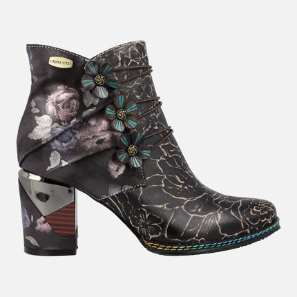 Heeled booties with floweers print Maevao 0123 Dorian