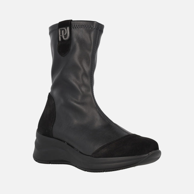 Botas bajas estilo calcetín en tejido elástico negro