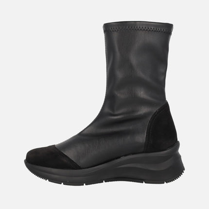 Low Sock Style Boots in elastic fabric Black