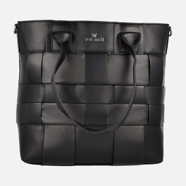 Pepe Moll bags in combined fabric and synthetics in Black with intertwined effect