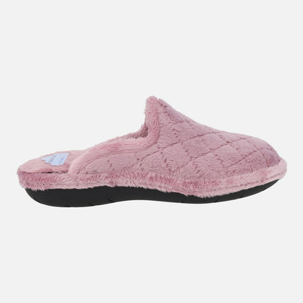 Zapatillas de casa descalzas para mujer en tejido guateado rosa