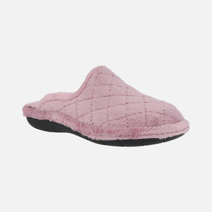 Zapatillas de casa descalzas para mujer en tejido guateado rosa