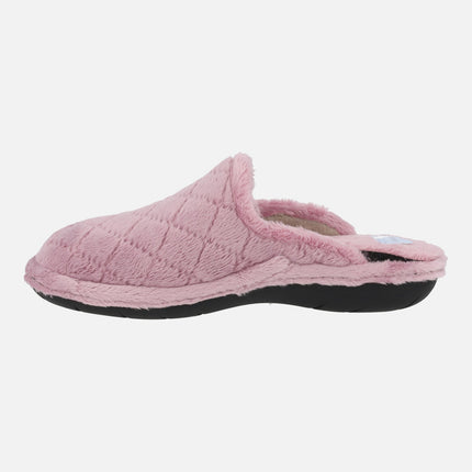 Zapatillas de casa descalzas para mujer en tejido guateado rosa