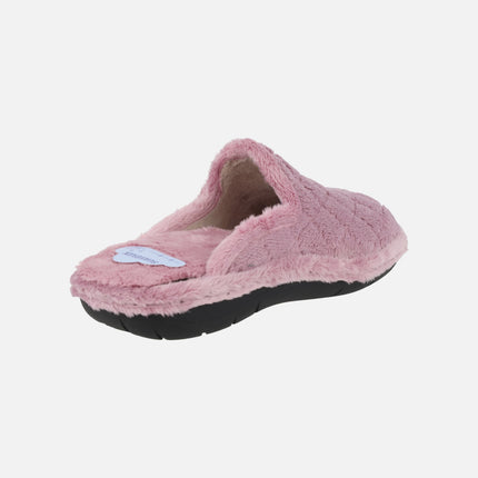 Zapatillas de casa descalzas para mujer en tejido guateado rosa