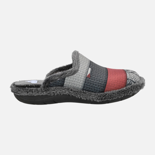 Open heel House slippers for man in tricolor combined