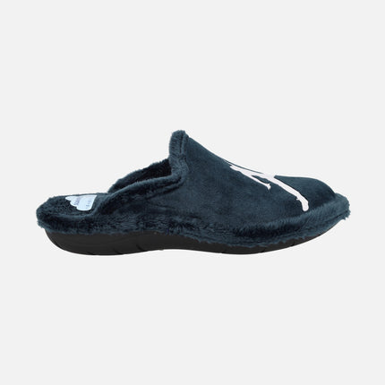 House slippers for men in blue fabric with Jordan logo