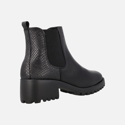 Multi material Black Ankle Boots with elastic and zipper