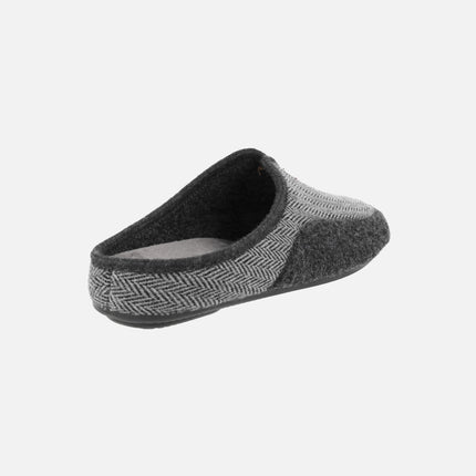 Men's open heel House Slippers in felt and fabric