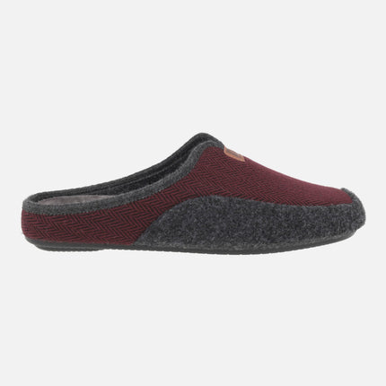 Men's open heel House Slippers in felt and fabric