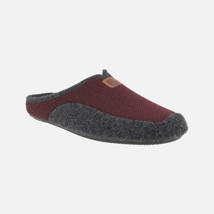 Men's open heel House Slippers in felt and fabric