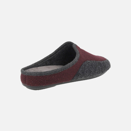 Men's open heel House Slippers in felt and fabric